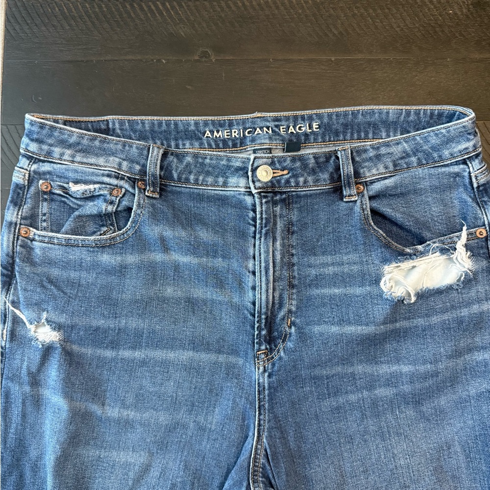 American Eagle Outfitters Women's Distressed Blue Flare Jeans